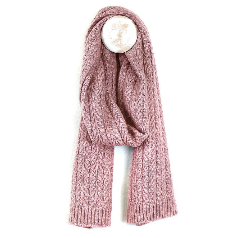 Herringone Cable Knit Dusty Pink