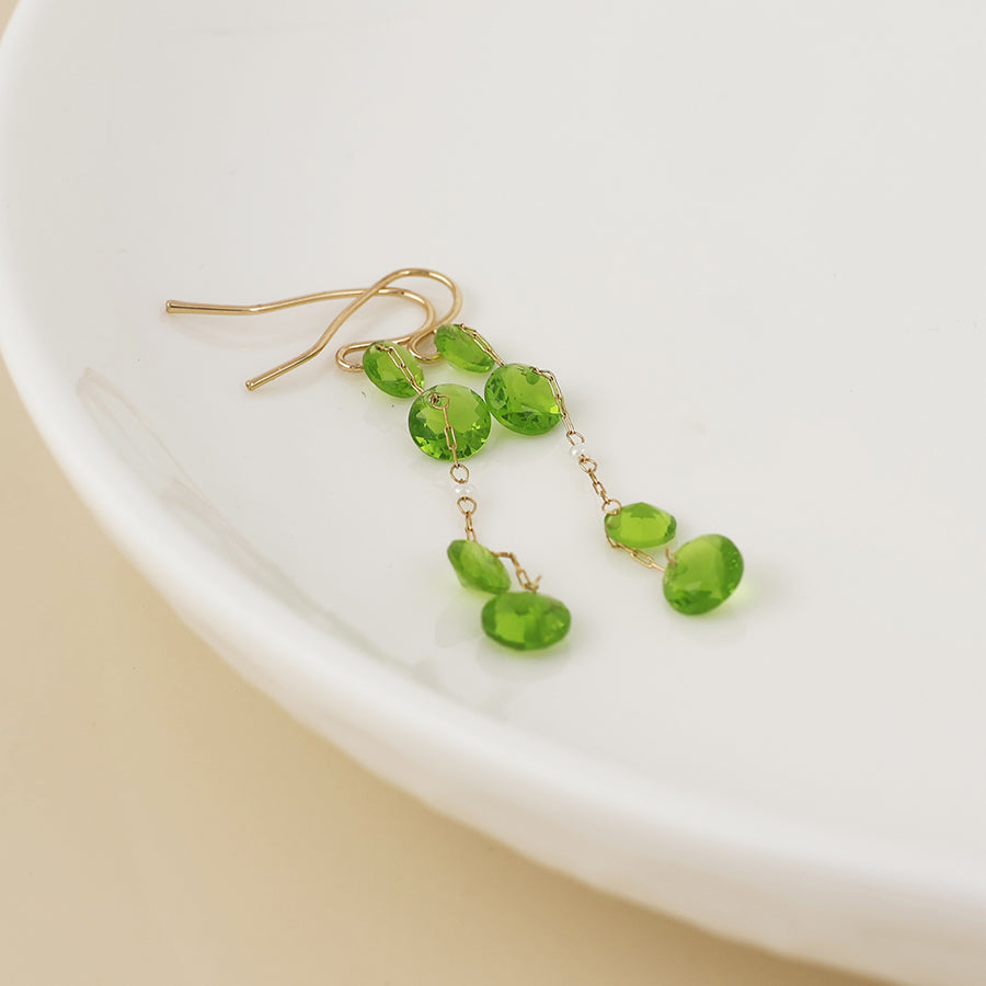 Lyra Crystal Drop Earrings Olive