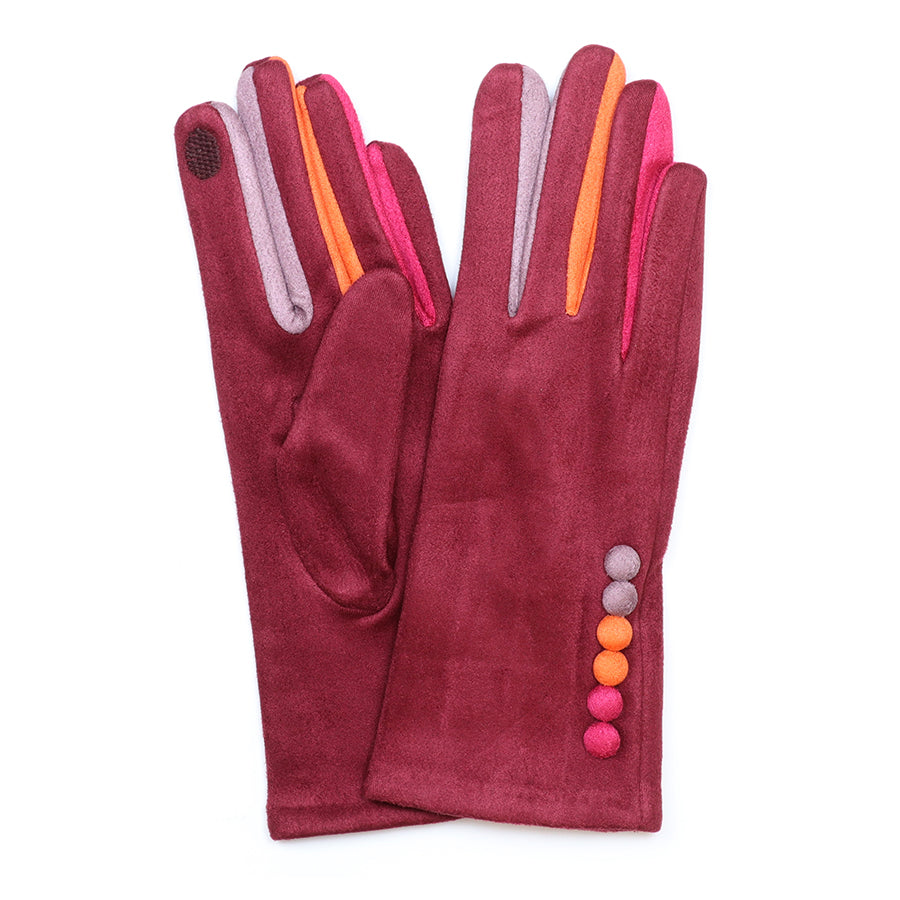 Faux Suede Gloves in Wine