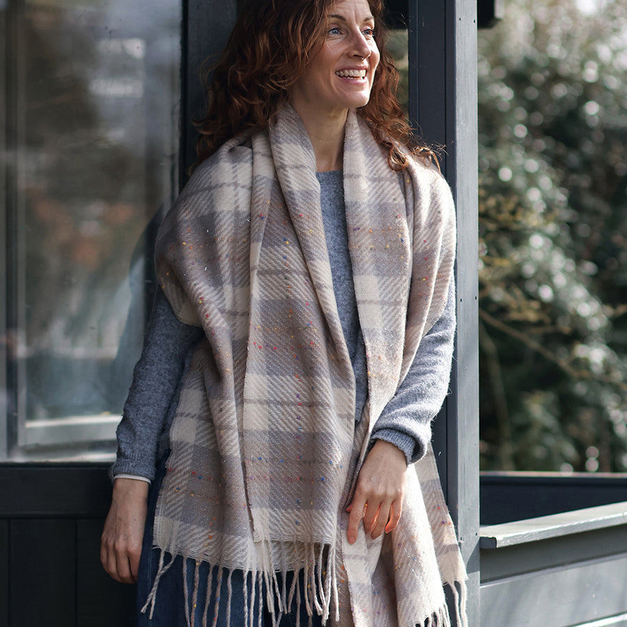 Tartan Cosy Scarf Taupe
