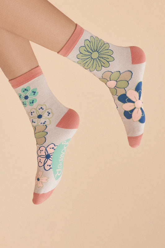 Coconut 70s Kaleidoscope Floral Ladies Ankle Socks