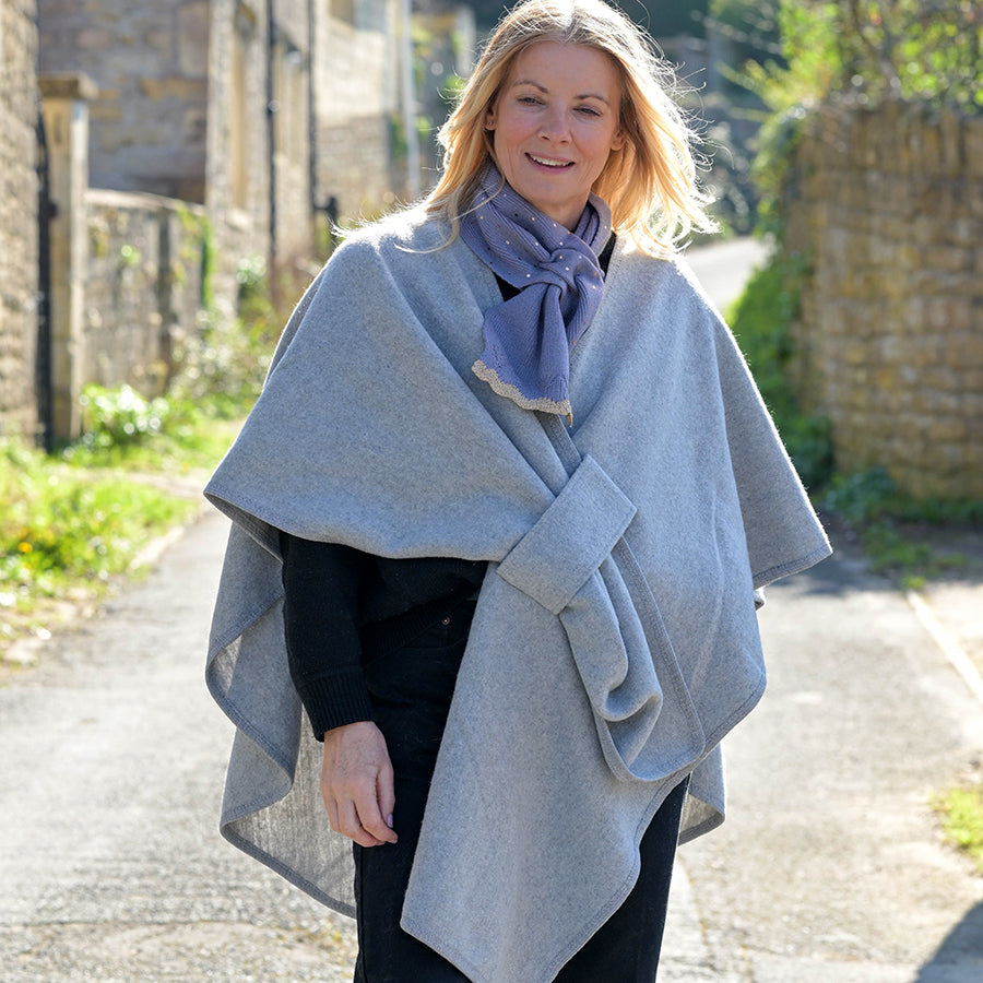 Self Tie Waist Poncho Grey
