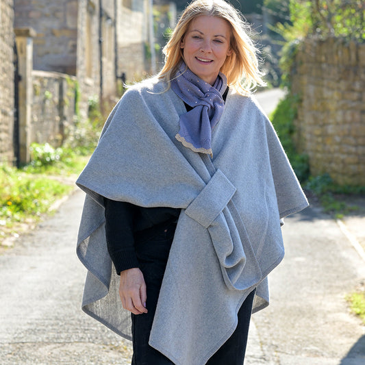 Self Tie Waist Poncho Grey