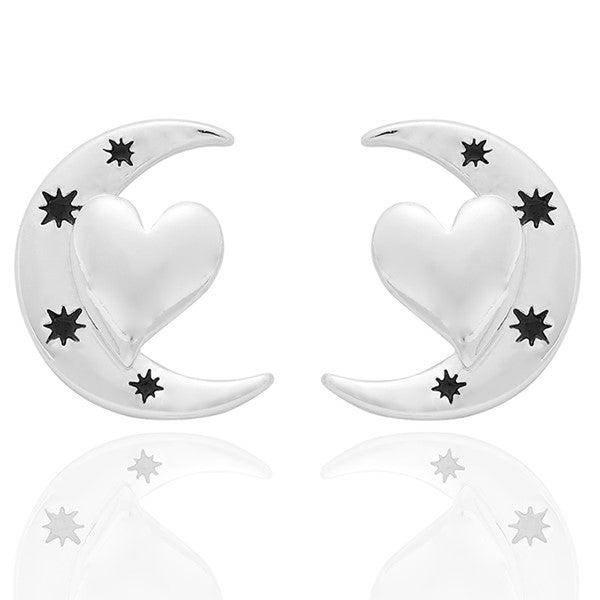 Fox Under The Moon Friendship Heart & Moon Earrings