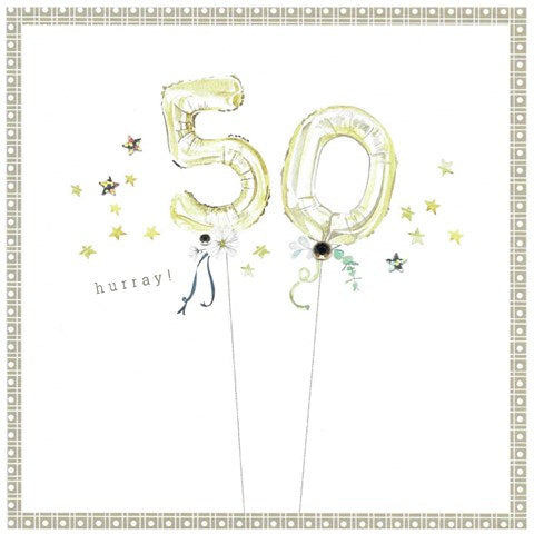 50th Birthday Balloons Greetings Card