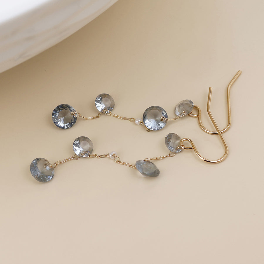 Lyra Crystal Drop Earrings Grey