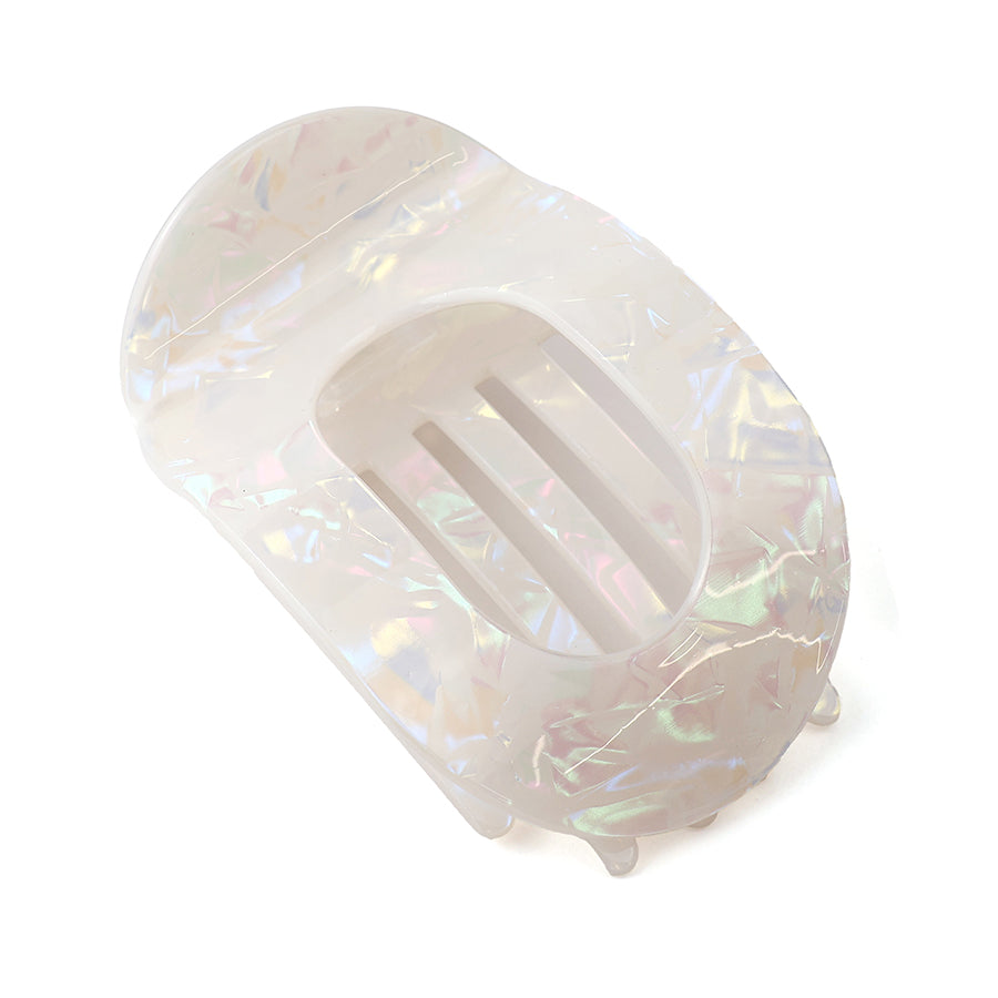 White Iridescent Marbled Claw Clip