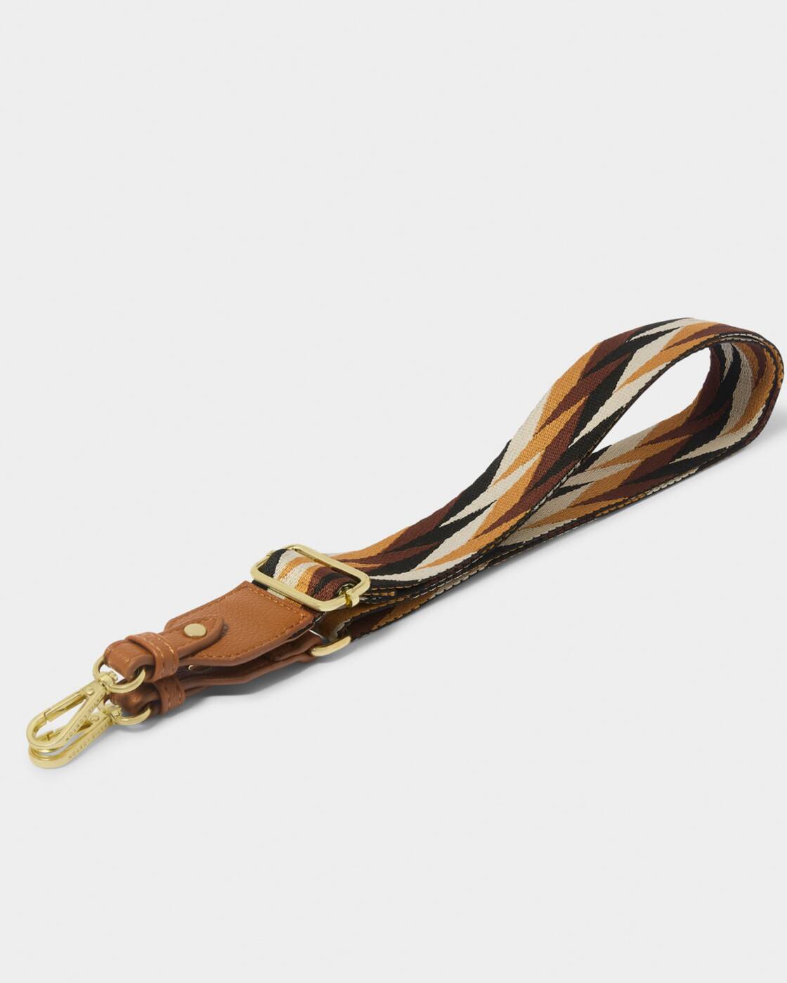 Geometric Canvas Bag Strap in Cognac