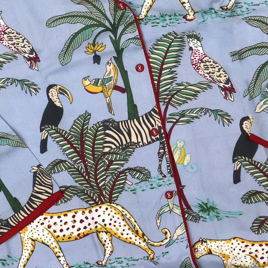 Dusky Blue Safari Palm Print Pyjamas
