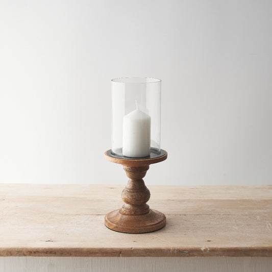Glass Pillar Candle Holder, 30cm