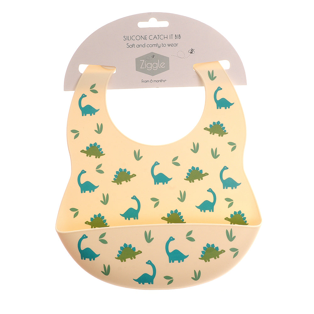 Dinosaur Catch It Silicone Bib
