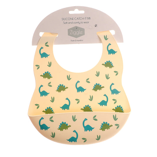 Dinosaur Catch It Silicone Bib