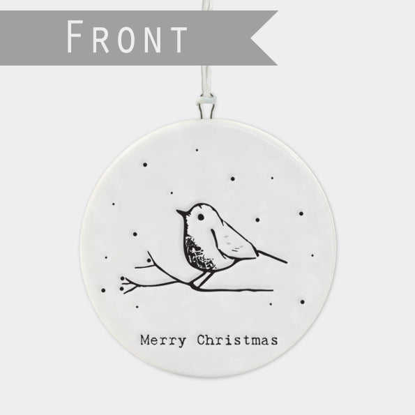 Christmas Robin Flat Porcelain Bauble