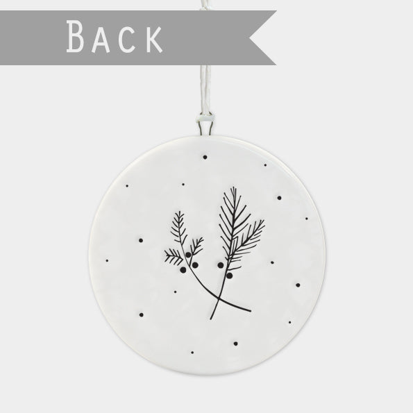 Christmas Robin Flat Porcelain Bauble