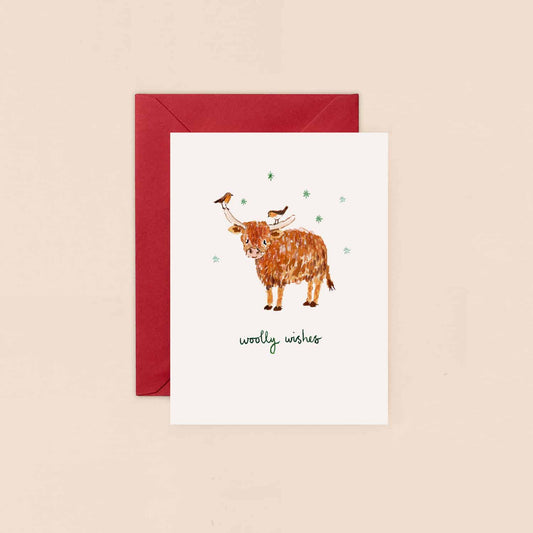 Highland Cow Mini Christmas Card