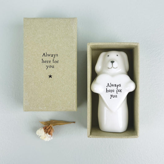 Always Here For You Boxed Porcelain Heart Dog