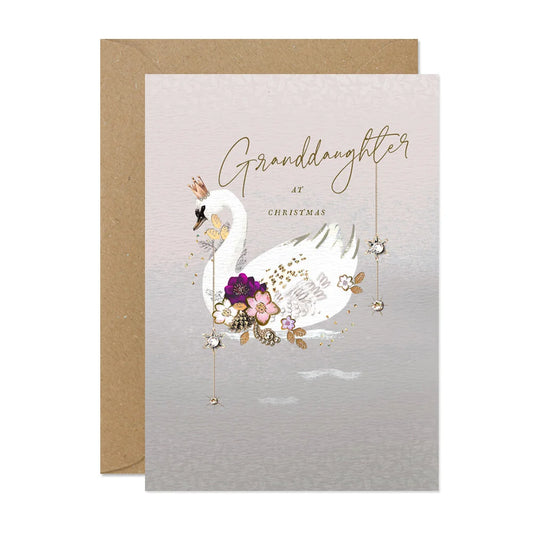 Granddaughter Swan Christmas Card
