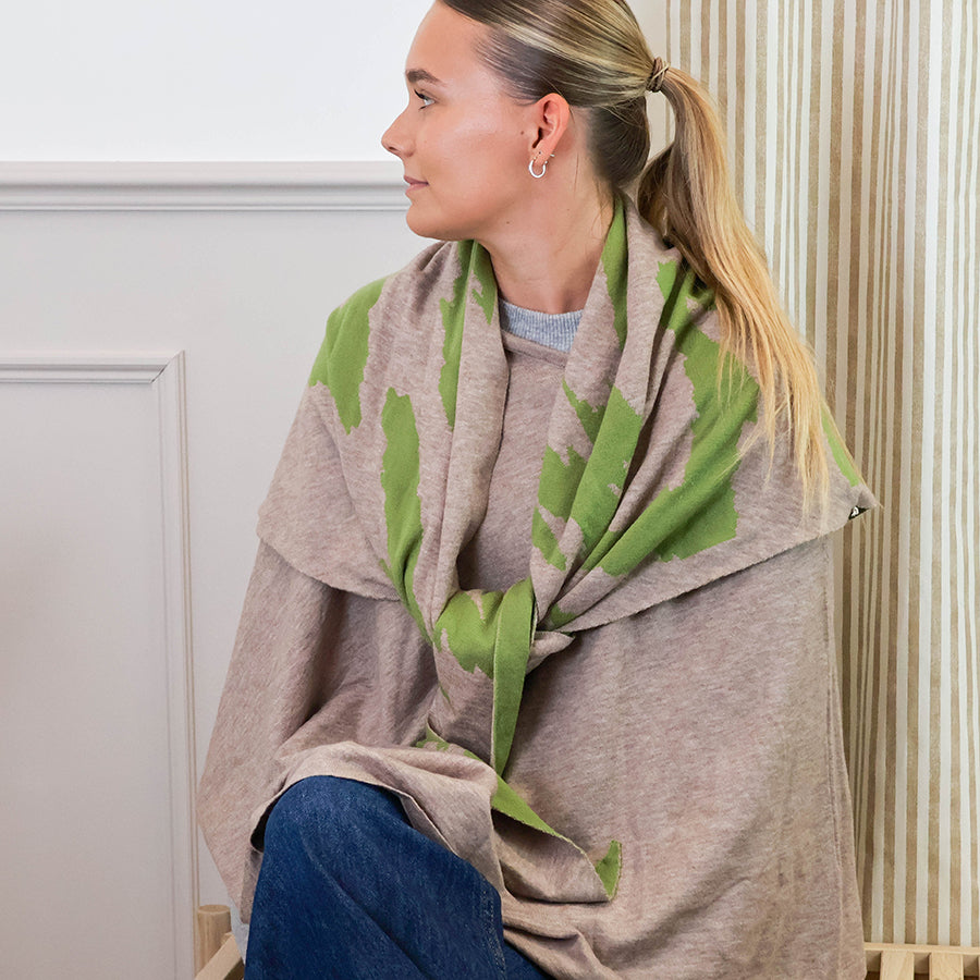 Fine Knitted Recycled Blend Poncho Dark Oatmeal