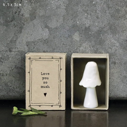 Love You Matchbox Porcelain Mushroom