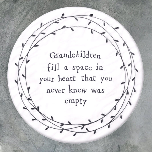 Porcelain Round Coaster Grandchildren Fill a Space