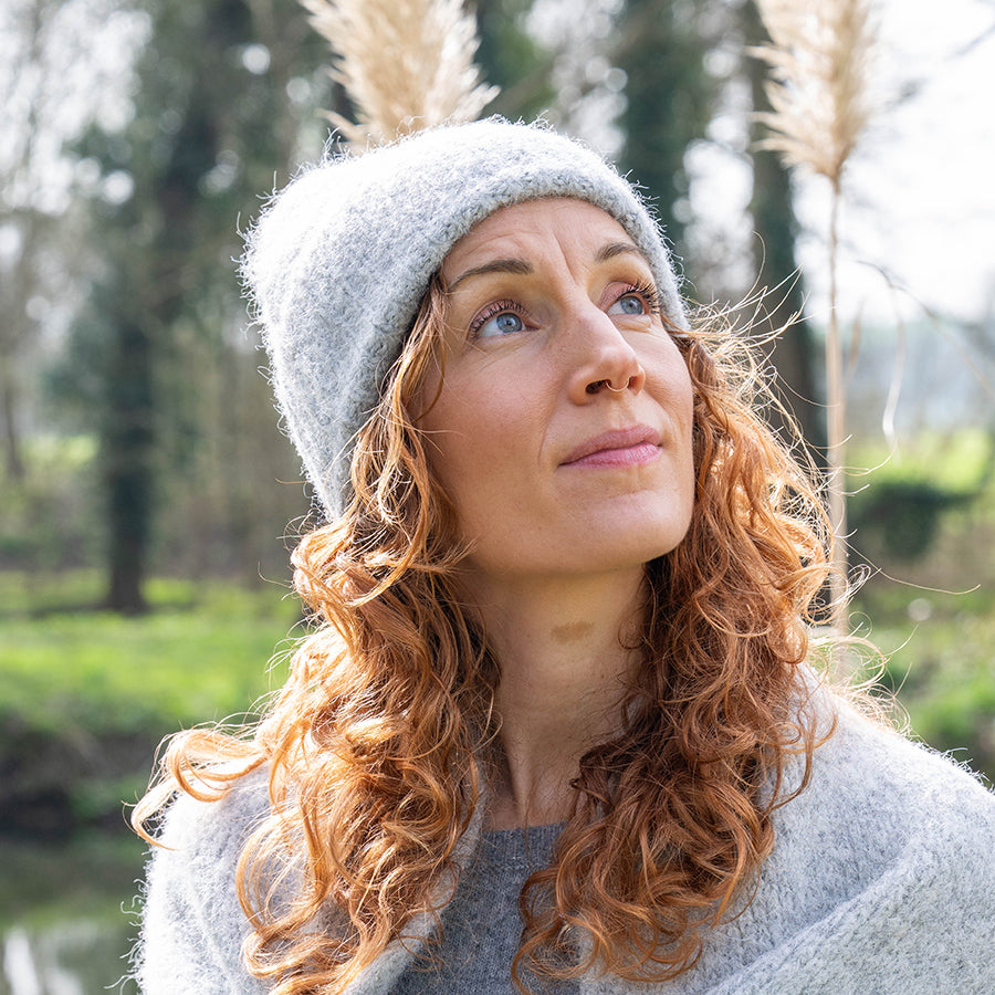 Recycled Blend Knit Beanie Grey
