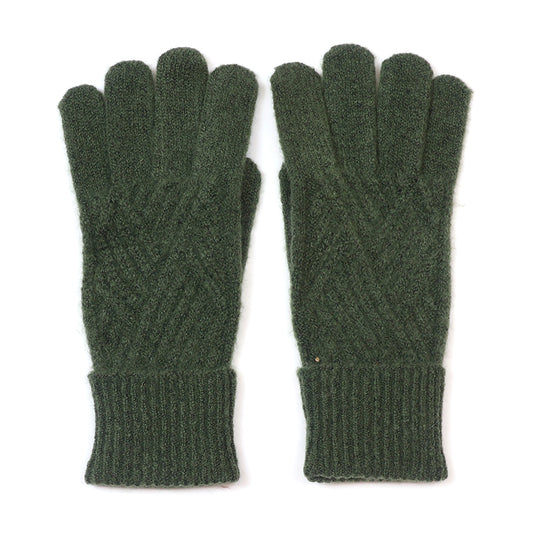 Cable Knit Gloves in Moss Green
