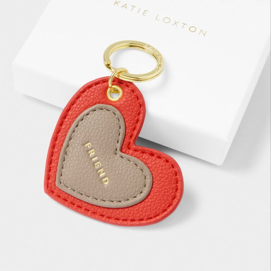 ‘Friend’ Keyring Deep Orange & Taupe