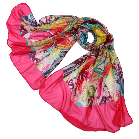 Hibiscus Lightweight Scarf Pink