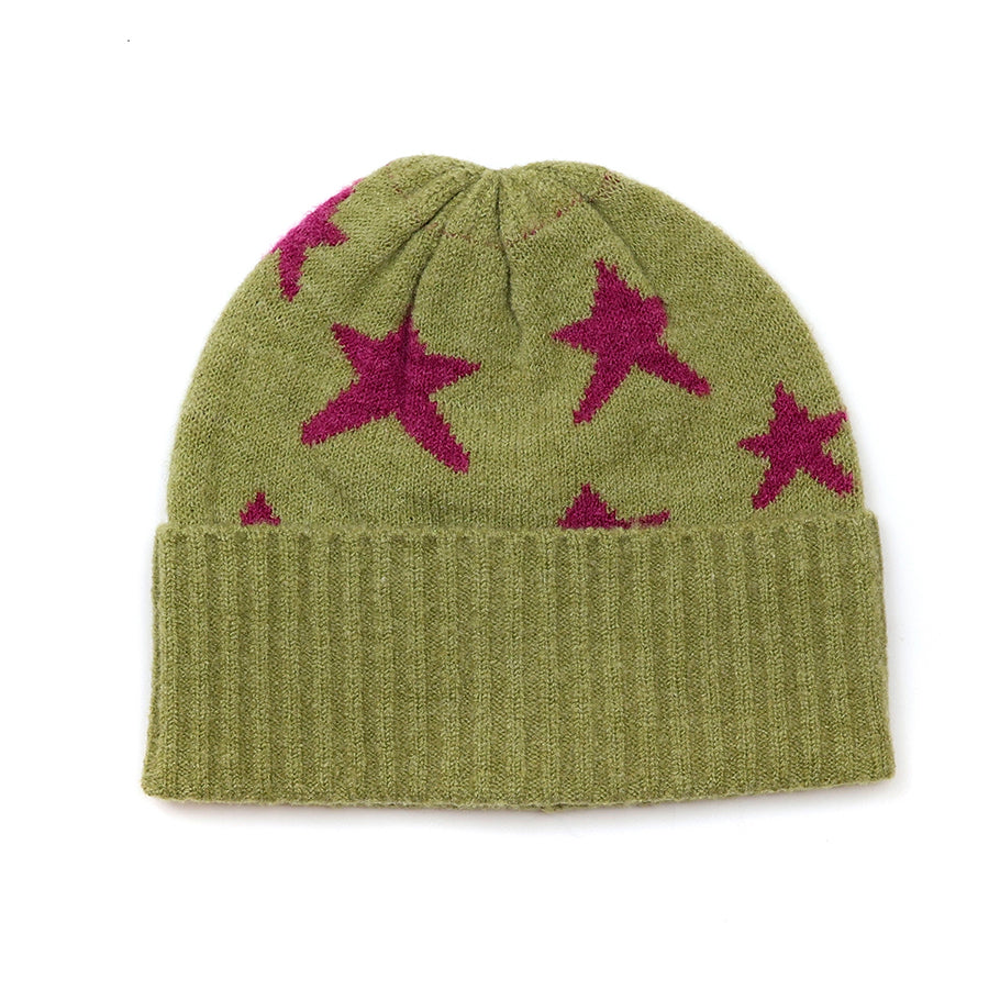 Estelle Olive & Magenta Beanie Hat