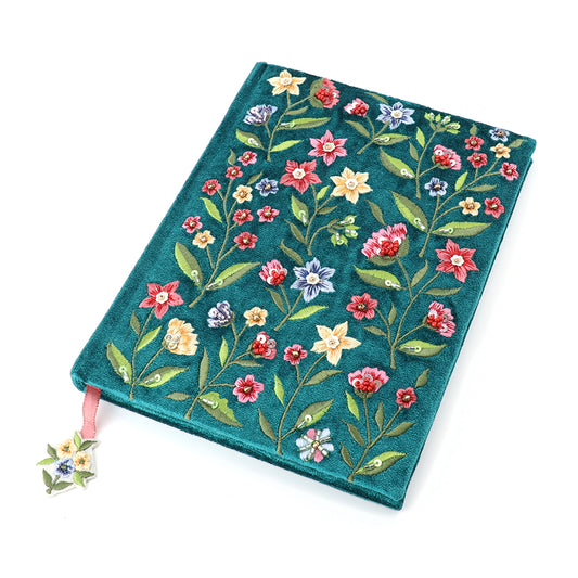 Teal Floral Felt Notebook