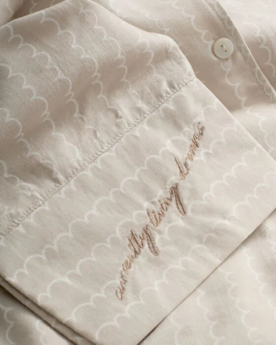 Wave Print Gift Set Pyjamas in Taupe & White