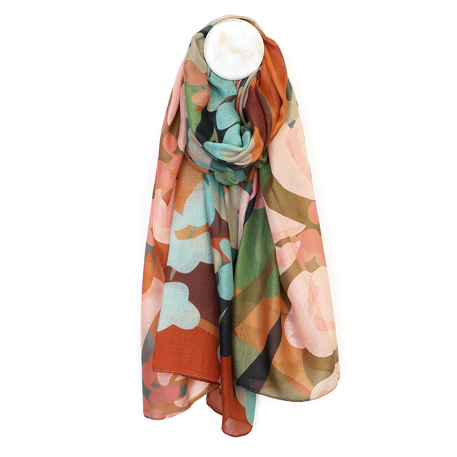 Rust & Khaki Botanical Print Scarf