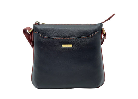 Nova Leather Shoulder Bag Black & Tan