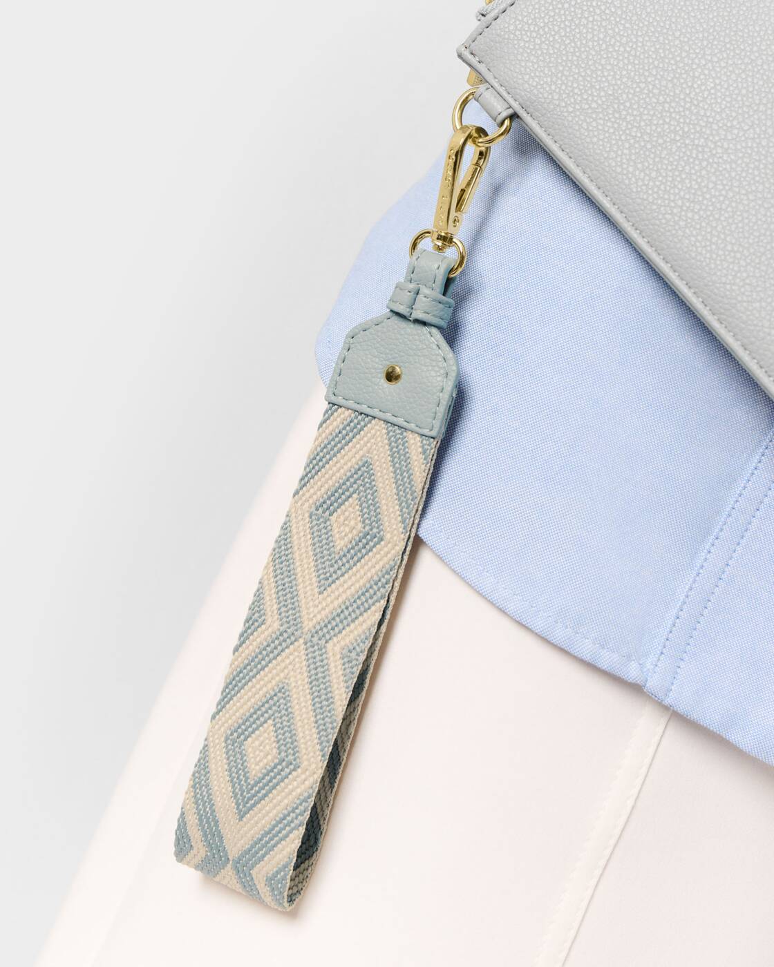 Chevron Canvas Wrist Strap in Duck Egg Blue