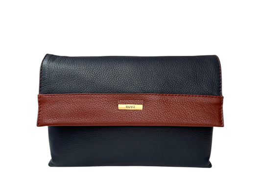 Nova Leather Clutch Bag Black & Tan