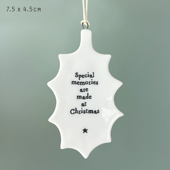 Christmas Memories Flat Holly Porcelain Bauble