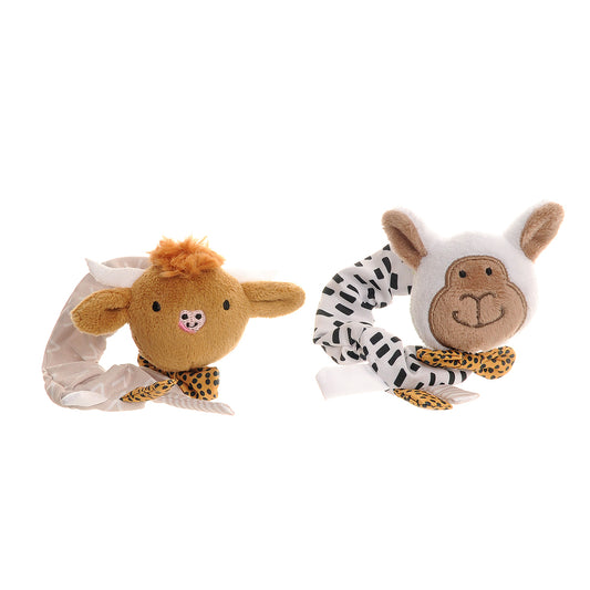 Highland Cow And Sheep Plush Wrist Rattles