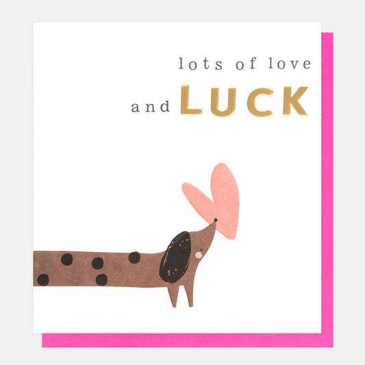 Lots of Love & Luck Sausage Dog Greetings Card
