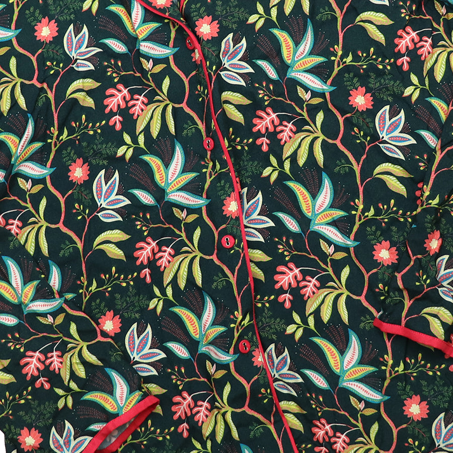 Dark Green Botanical Vine Print Pyjamas