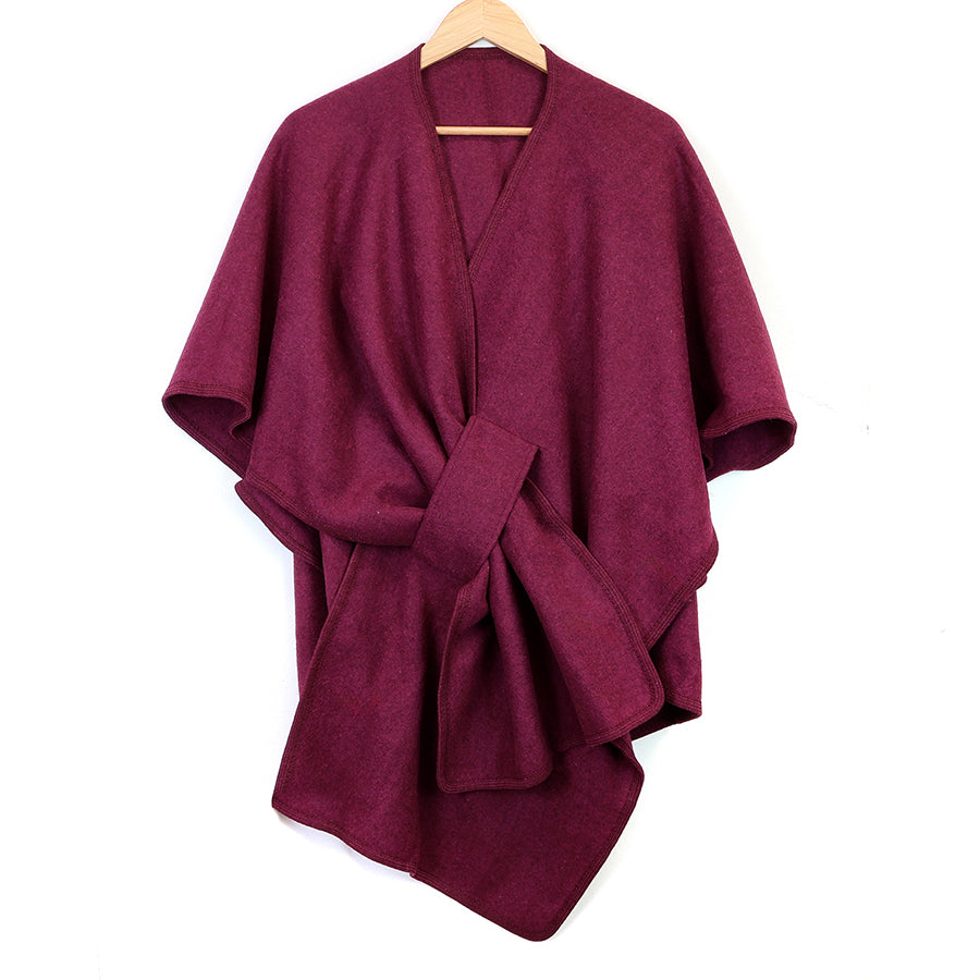 Self Tie Waist Poncho Berry