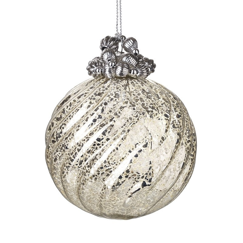 Mottled Finish Silver Christmas Bauble