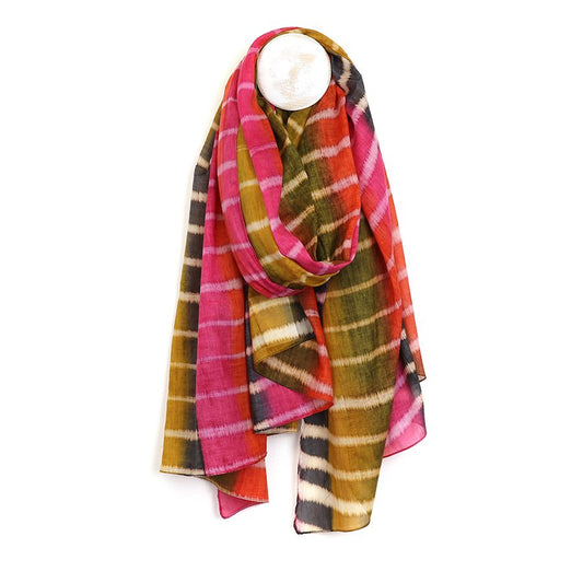 Red & Olive Mix Dyed Organic Cotton Scarf