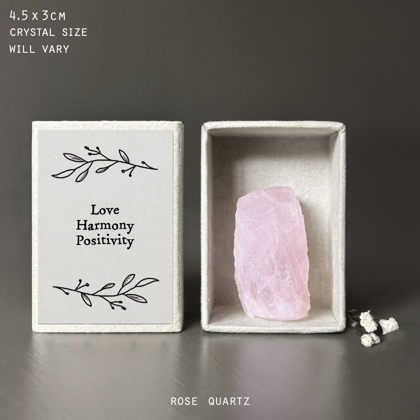 Matchbox With Rose Quartz Crystal