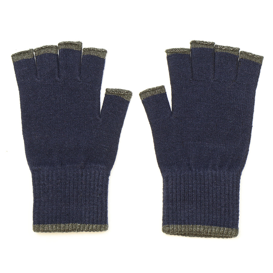 Men’s Fingerless Gloves in Navy & Grey