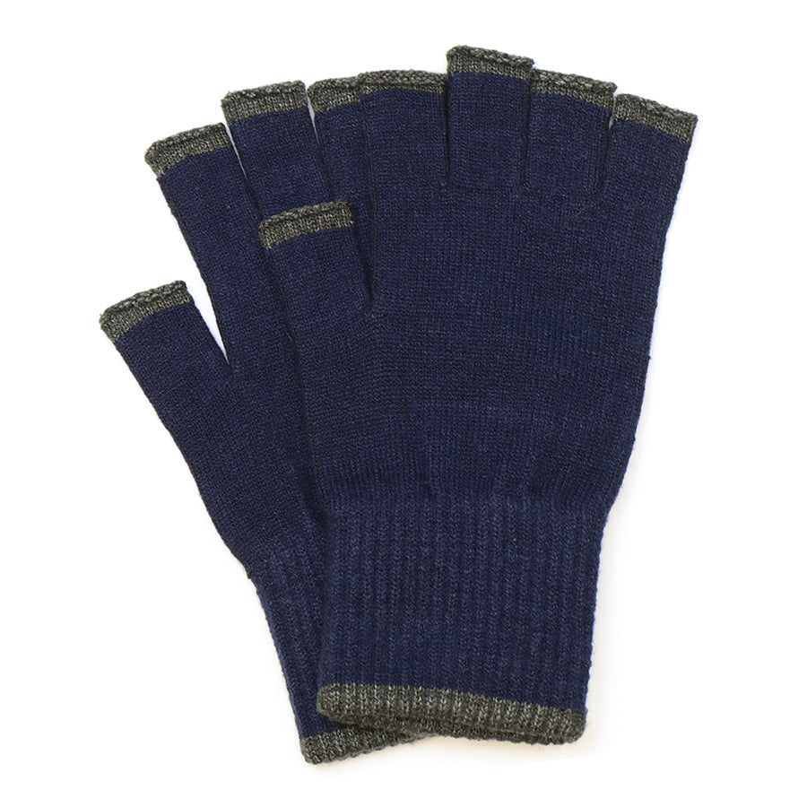 Men’s Fingerless Gloves in Navy & Grey