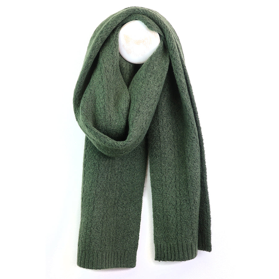 Herringbone Knit Scarf Moss Green