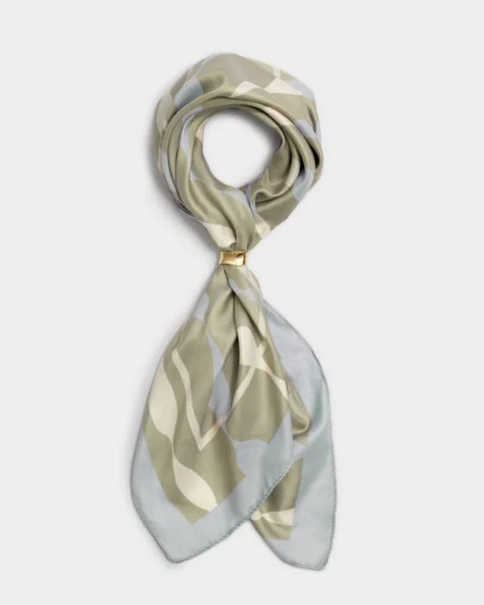 Katie Loxton Stripe Satin Multiway Scarf in Sage & Pastel Blue