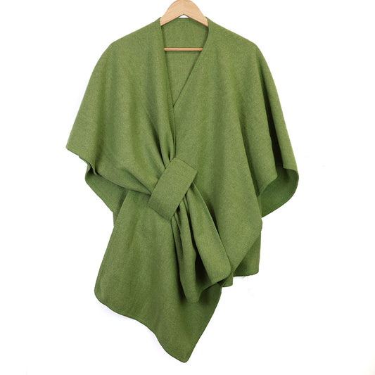 Self Tie Waist Poncho Green