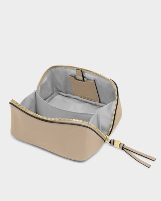 Katie Loxton Fold-Out Mirror Makeup Bag in Taupe