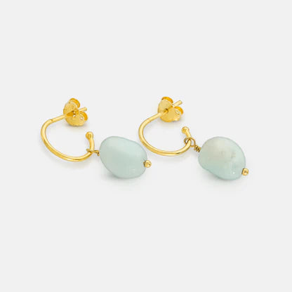 Amazonite Drop Earrings Gold